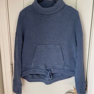 Sweaty Betty Restful Boucle Sweatshirt Womens Small Blue Funnel Neck Crop Boxy‎